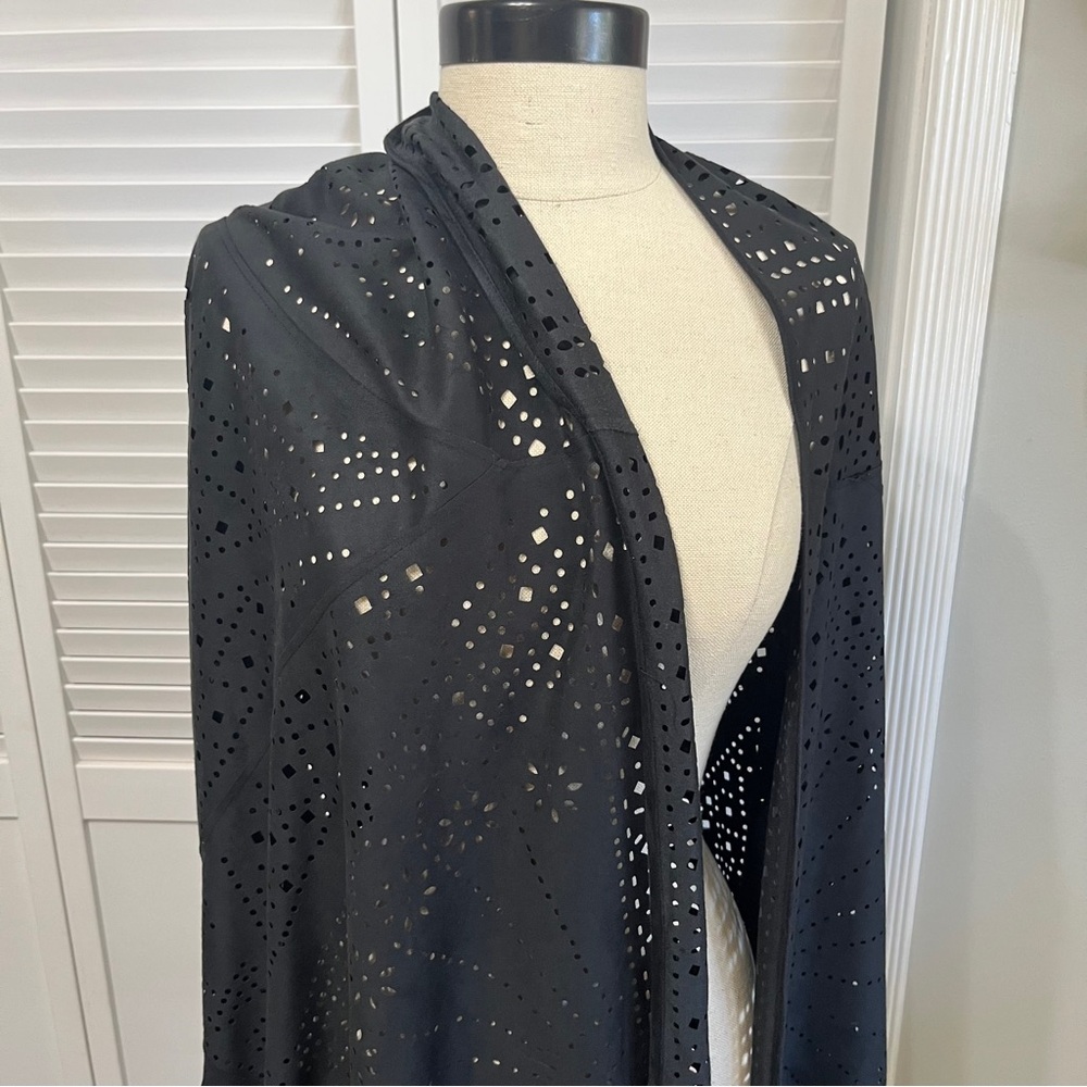 Serena Williams Black Perforated Shawl
